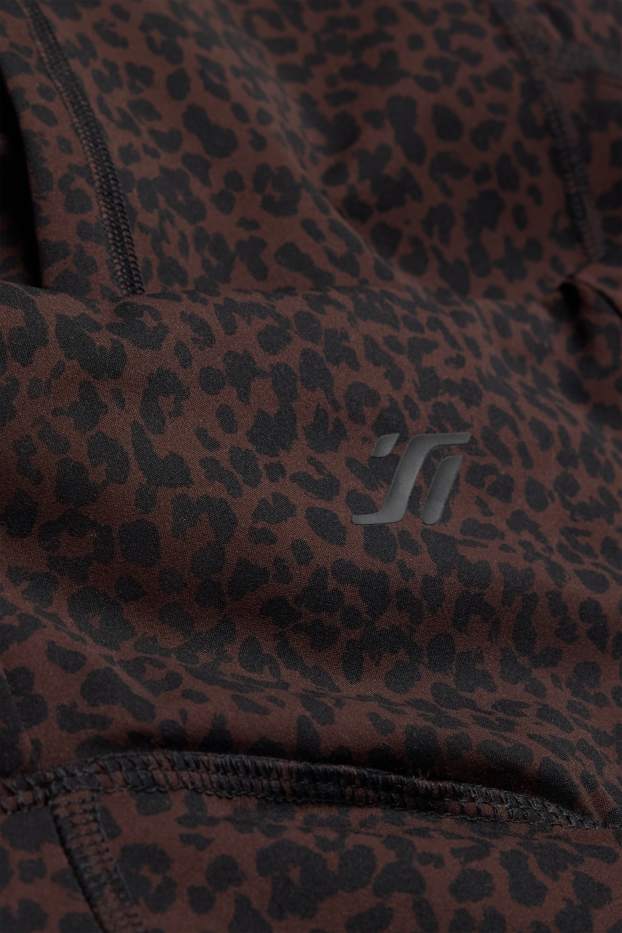 Damen - Sport-Leggings - 4 Way Stretch - Leo-Print - UV-Schutz - dunkelbraun