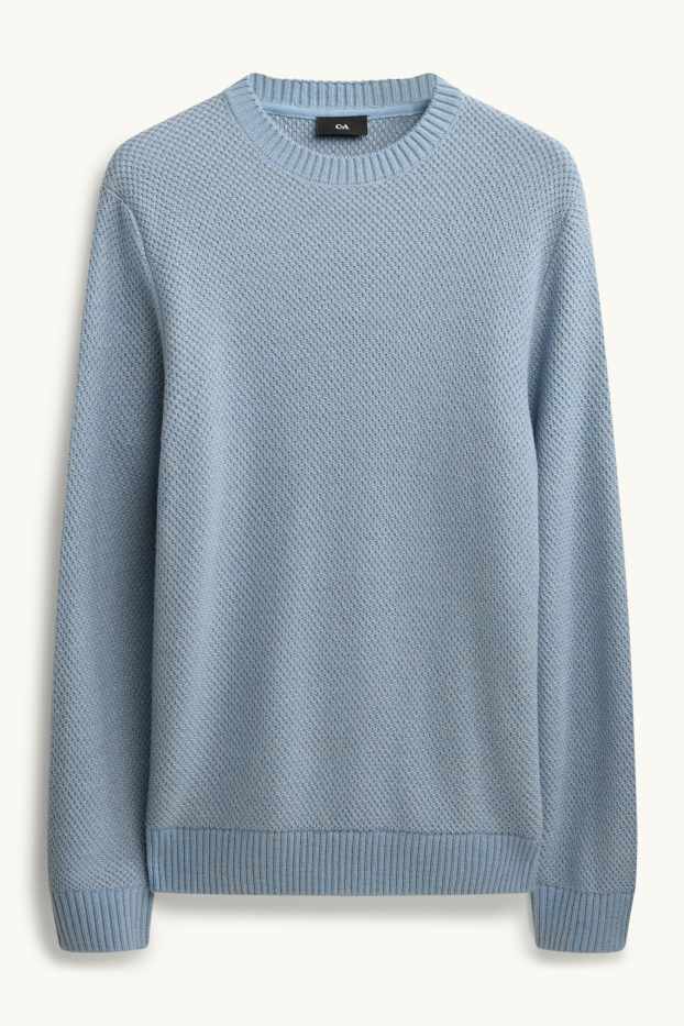 Hommes - Pull - finition texturée - bleu clair