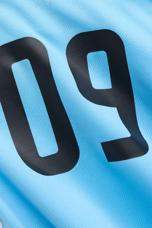 Kinder Buben - Argentinien - Kurzarmshirt - gestreift - weiß / hellblau