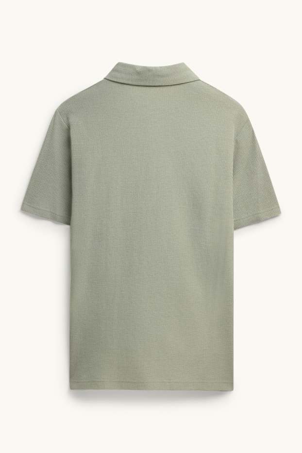 Pánské - Polokošile - regular fit - strukturovaná - světle zelená