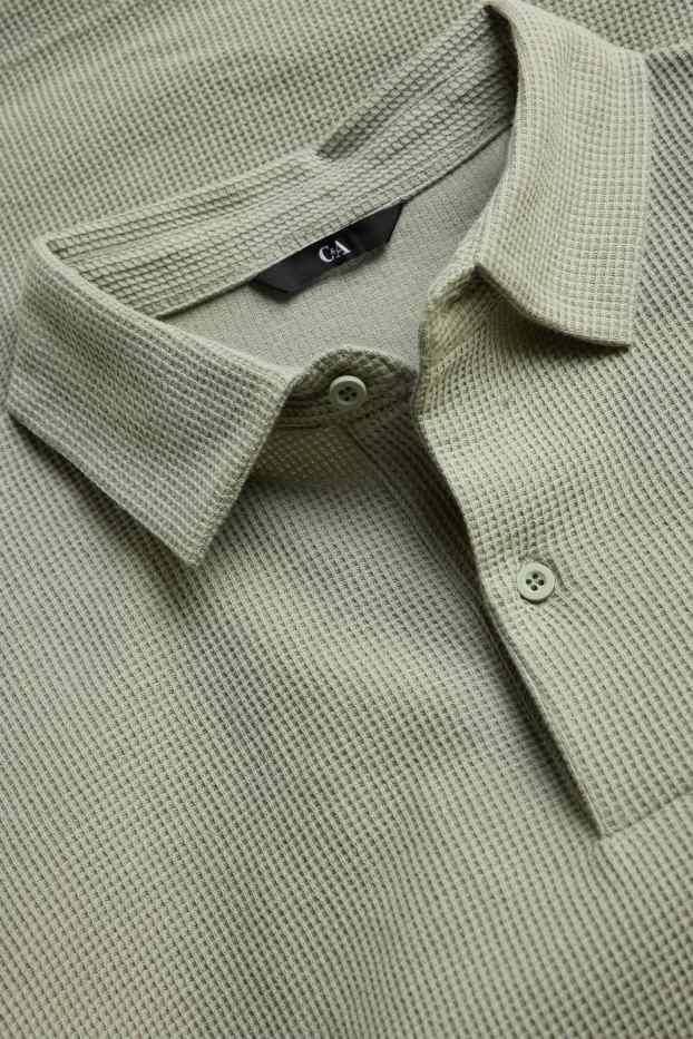 Pánské - Polokošile - regular fit - strukturovaná - světle zelená
