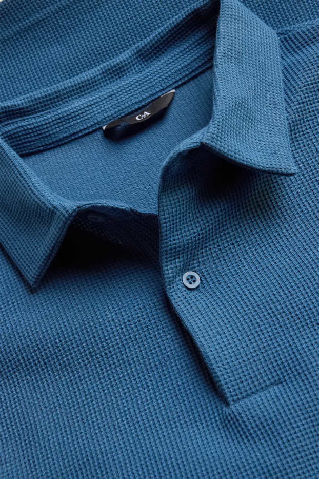 Pánské - Polokošile - regular fit - strukturovaná - modrá