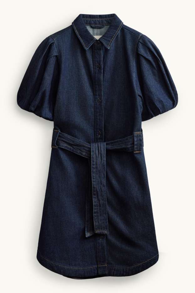 Dames - Denim jurk - donkerblauw
