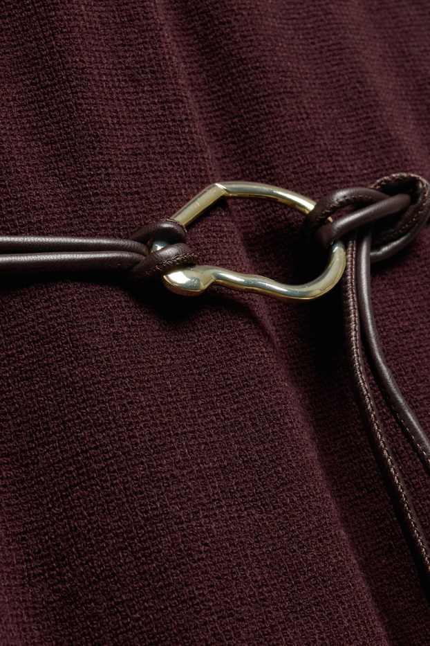 Femmes - Robe de maille avec ceinture - straight fit - marron foncé