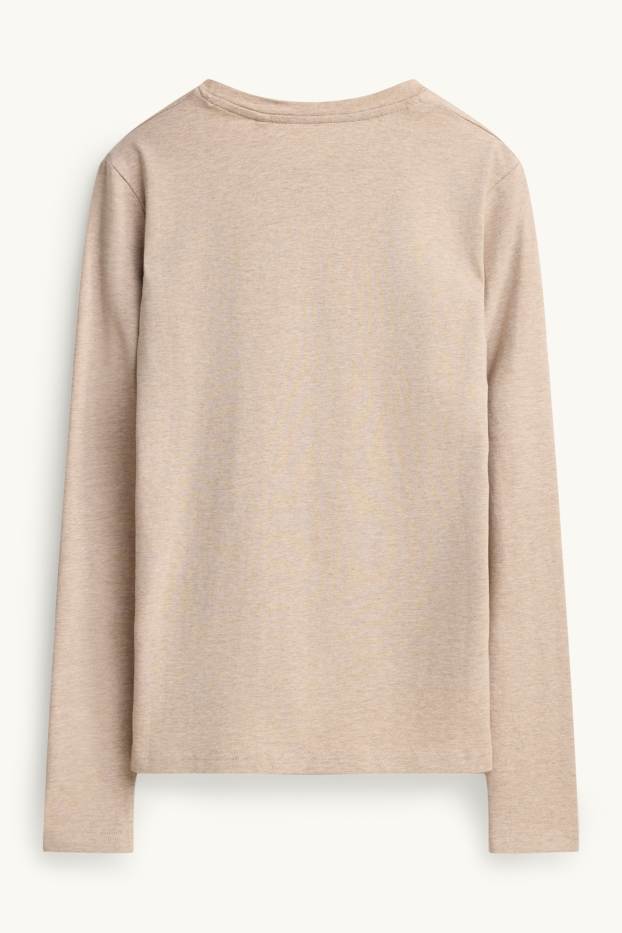 Dona - Samarreta de màniga llarga - slim fit - beix