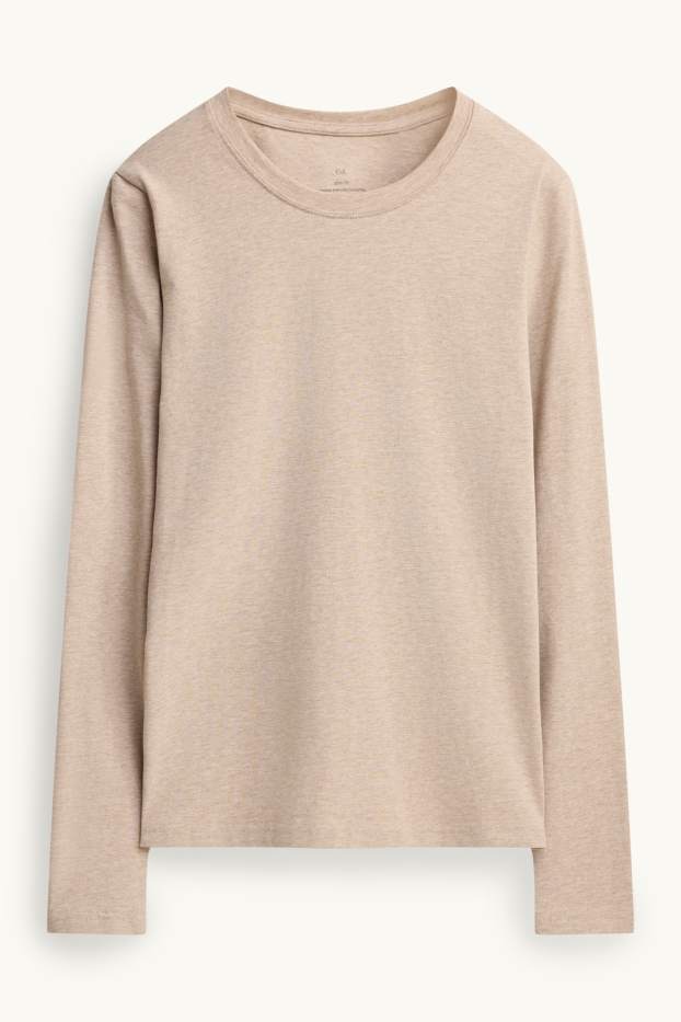 Dona - Samarreta de màniga llarga - slim fit - beix