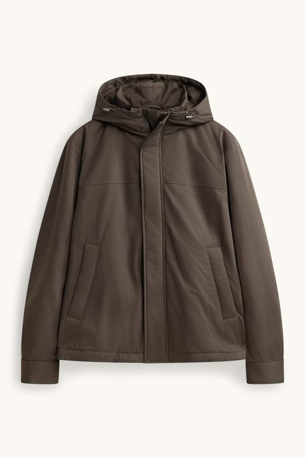 Hommes - Veste à capuche - doublée - marron foncé