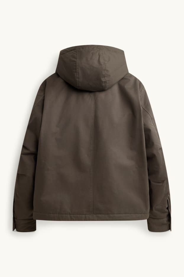 Hommes - Veste à capuche - doublée - marron foncé