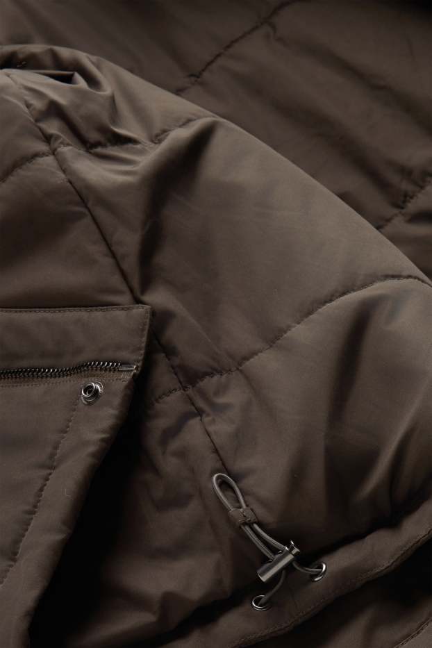 Hommes - Veste à capuche - doublée - marron foncé