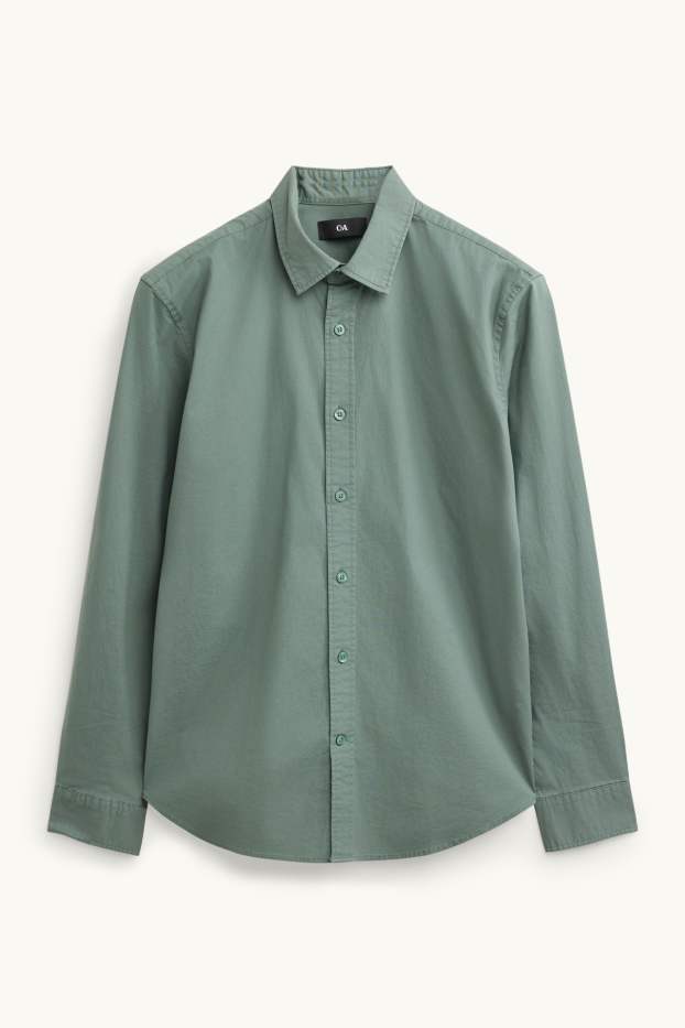 Uomo - Camicia - regular fit - collo all'italiana - verde