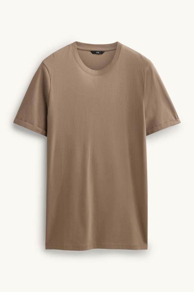 Heren - T-shirt - regular fit - bruin