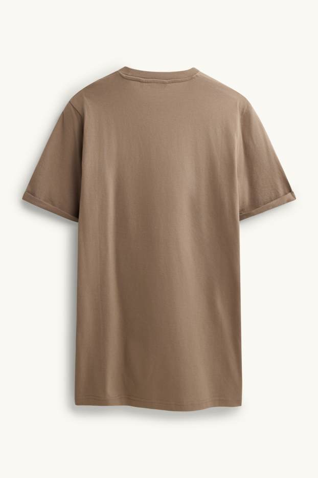 Heren - T-shirt - regular fit - bruin