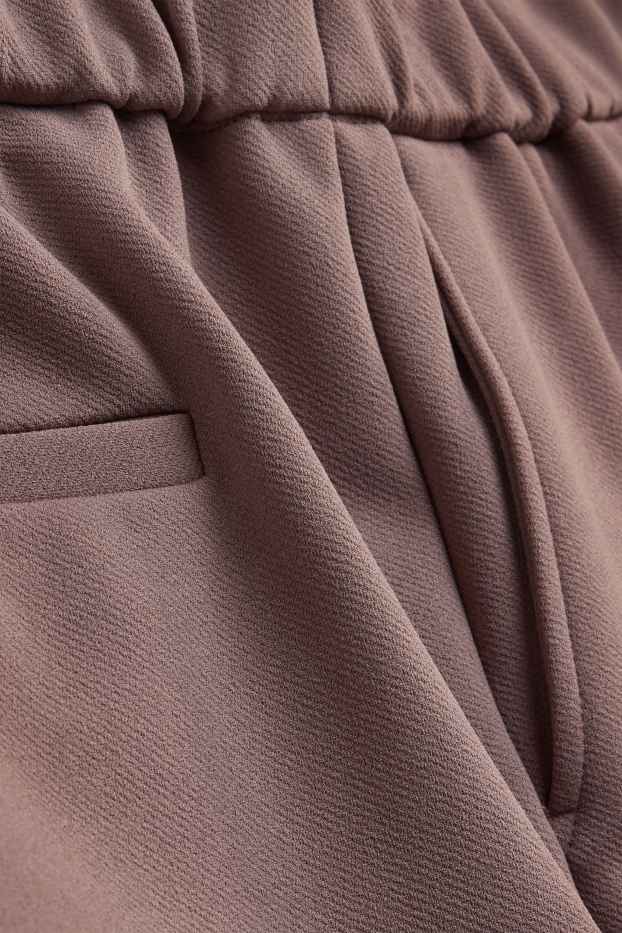 Donna - Pantaloni business - vita media - gamba larga - marrone