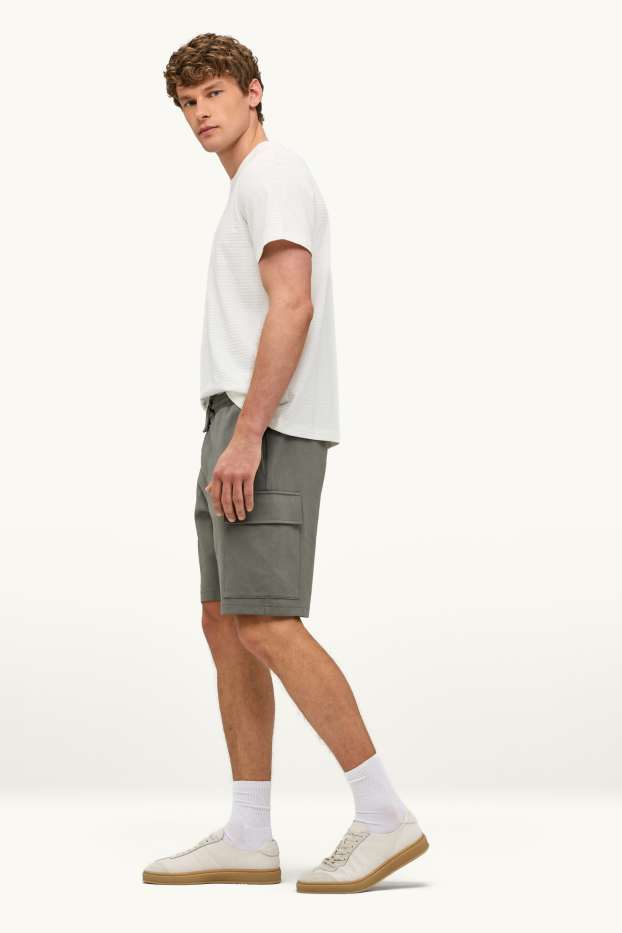 Hommes - Short cargo en molleton - gris