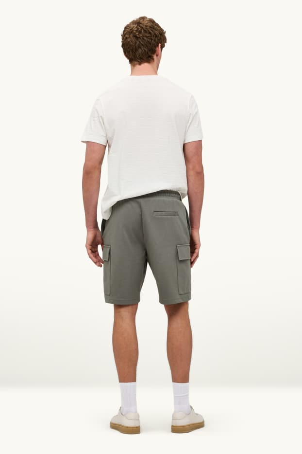 Hommes - Short cargo en molleton - gris