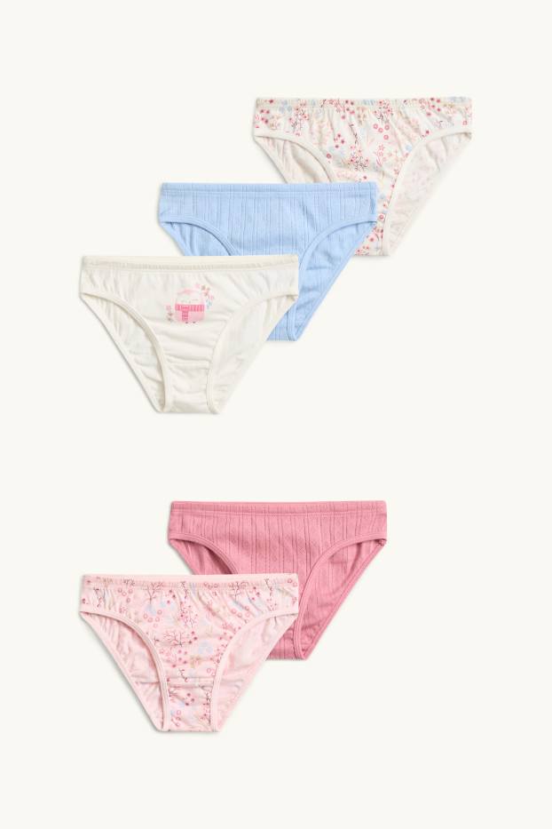 Kinder Mädchen - Multipack 5er - Eule und Blume - Slip - rosa