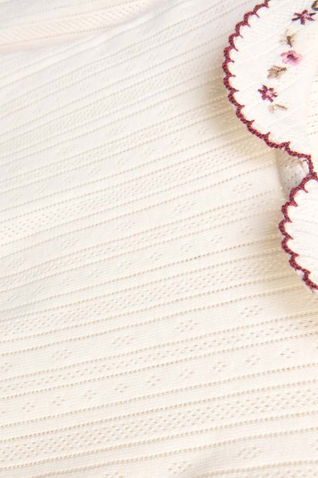 Bébés filles - Petites fleurs - haut à manches longues bébé en pointelle - crème