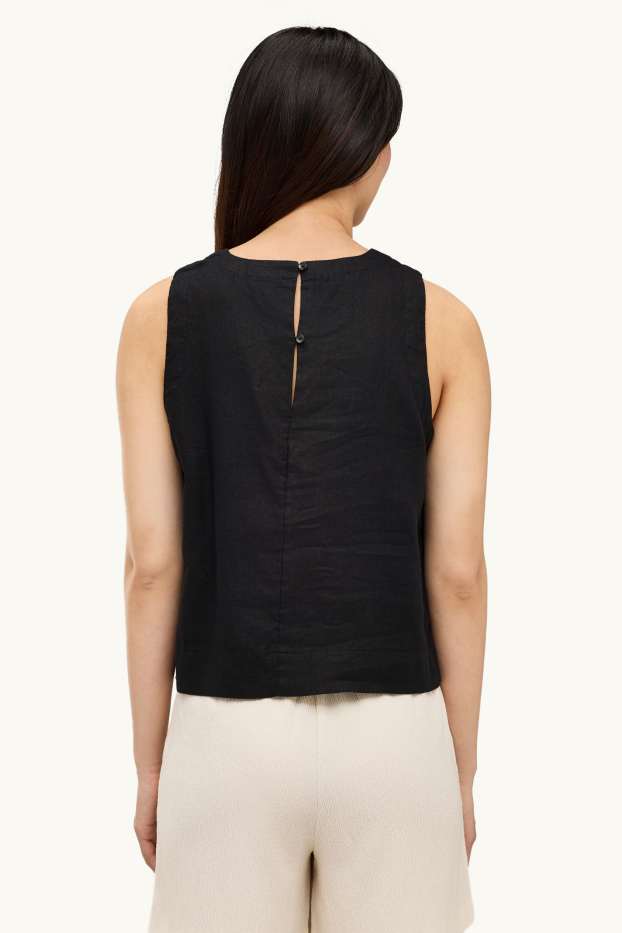 Dames - Linnen blouse - zwart