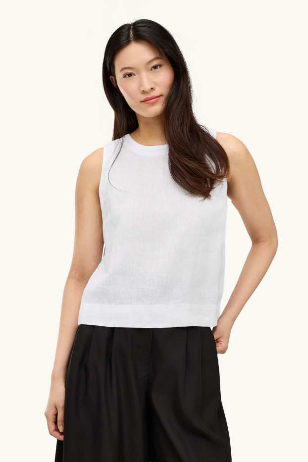 Dames - Linnen blouse - wit