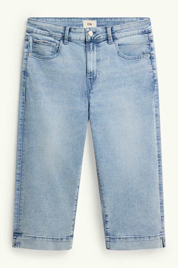 Dámské - Capri džíny s páskem- mid waist - slim fit - džíny - světle modré