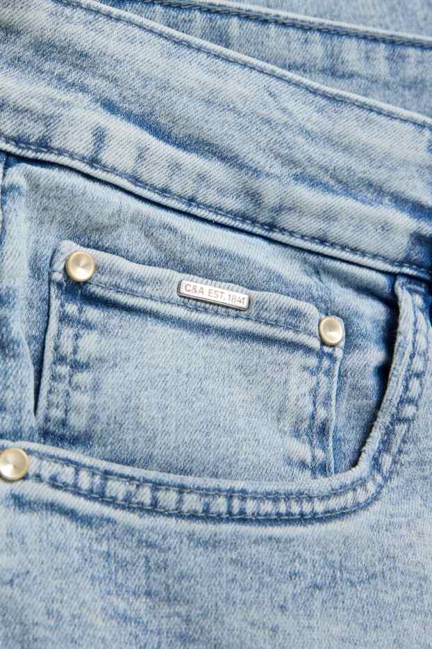 Dámské - Capri džíny s páskem- mid waist - slim fit - džíny - světle modré