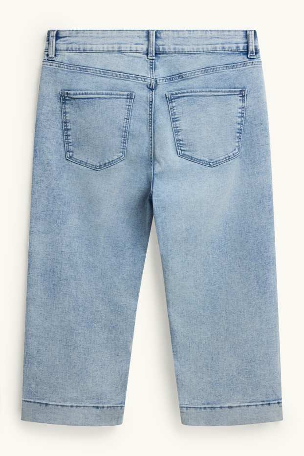 Dámské - Capri džíny s páskem- mid waist - slim fit - džíny - světle modré