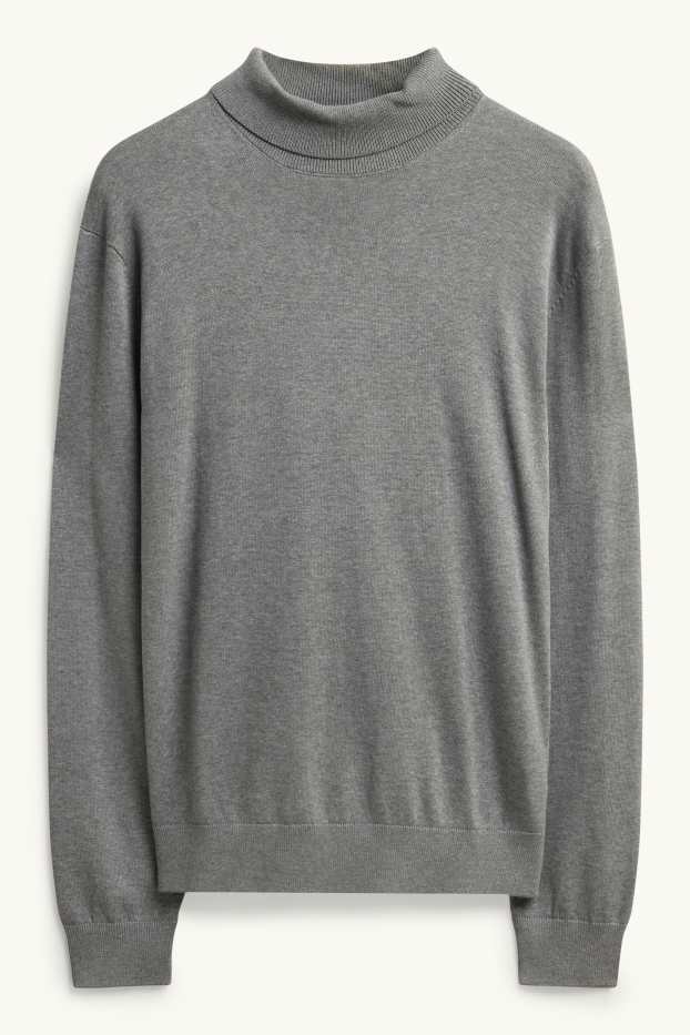 Hommes - Pull à col roulé - gris