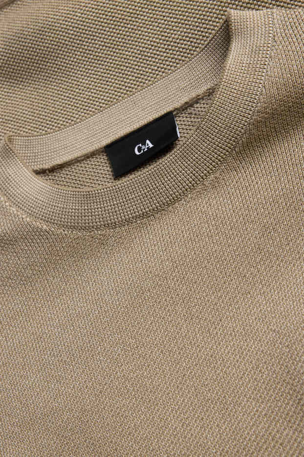 Men - Jumper - textured - beige