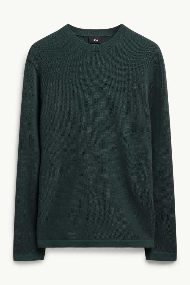 Men - Jumper - textured - dark green