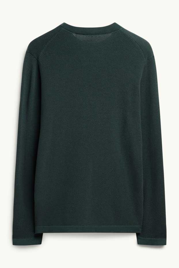 Men - Jumper - textured - dark green