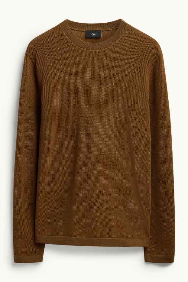 Men - Jumper - textured - light brown
