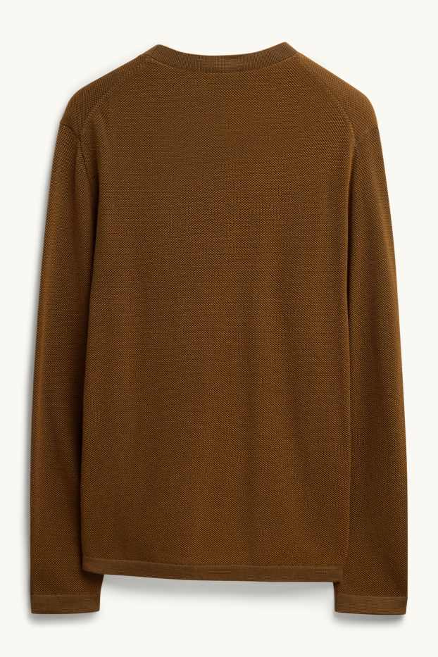 Men - Jumper - textured - light brown
