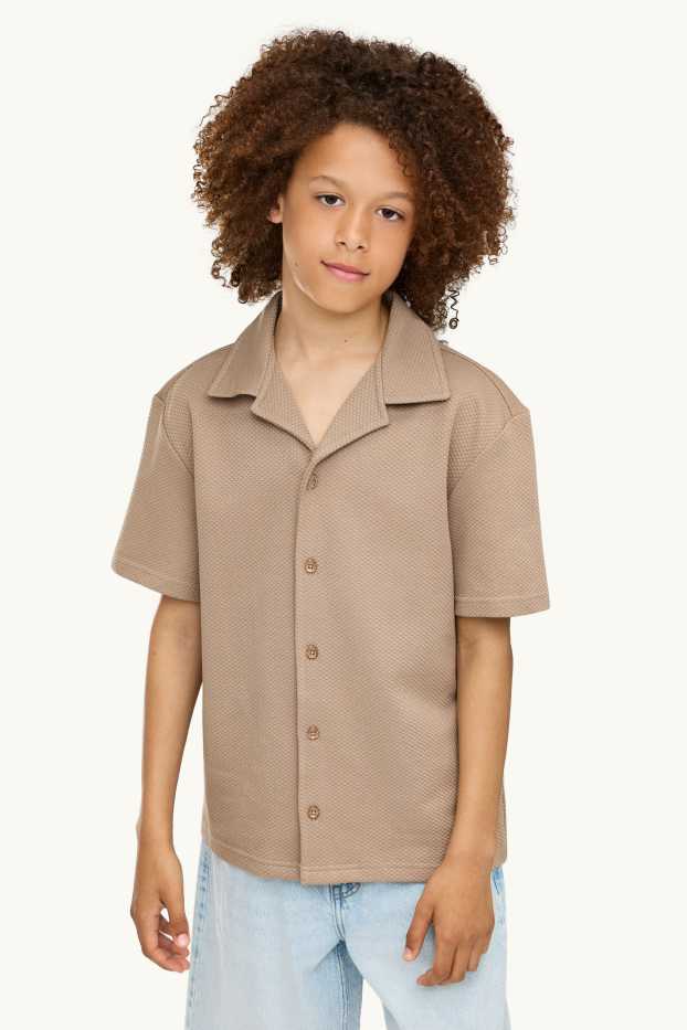 Kinder Buben - Hemd - strukturiert - beige