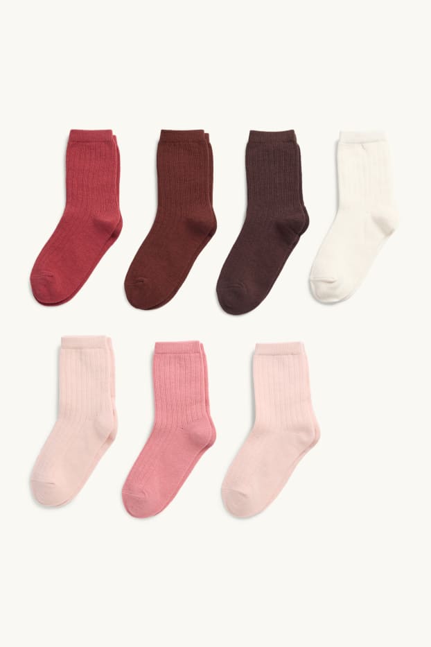Kinder Mädchen - Multipack 7er - Socken - gerippt - rosa