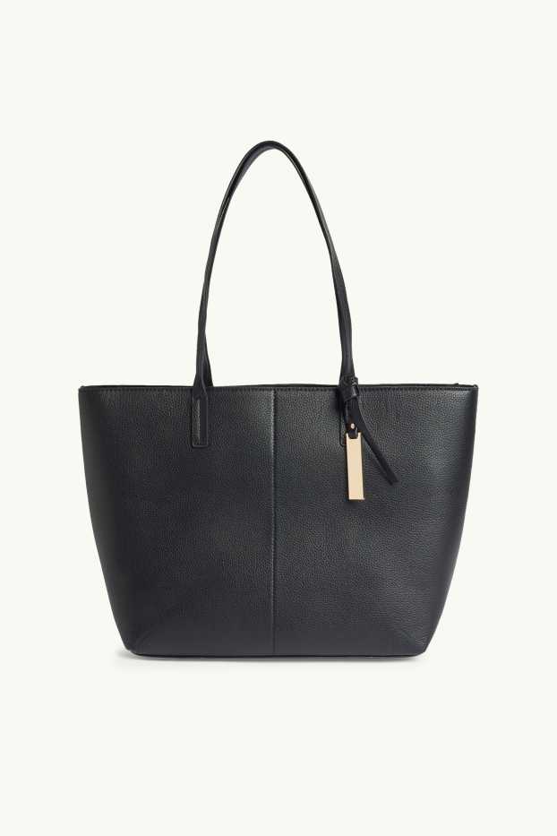 Dames - Grote shopper - imitatieleer - zwart