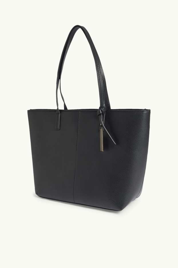 Dames - Grote shopper - imitatieleer - zwart