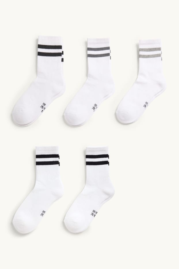 Kinder Buben - Multipack 5er - Socken - gerippt - schwarz / weiß