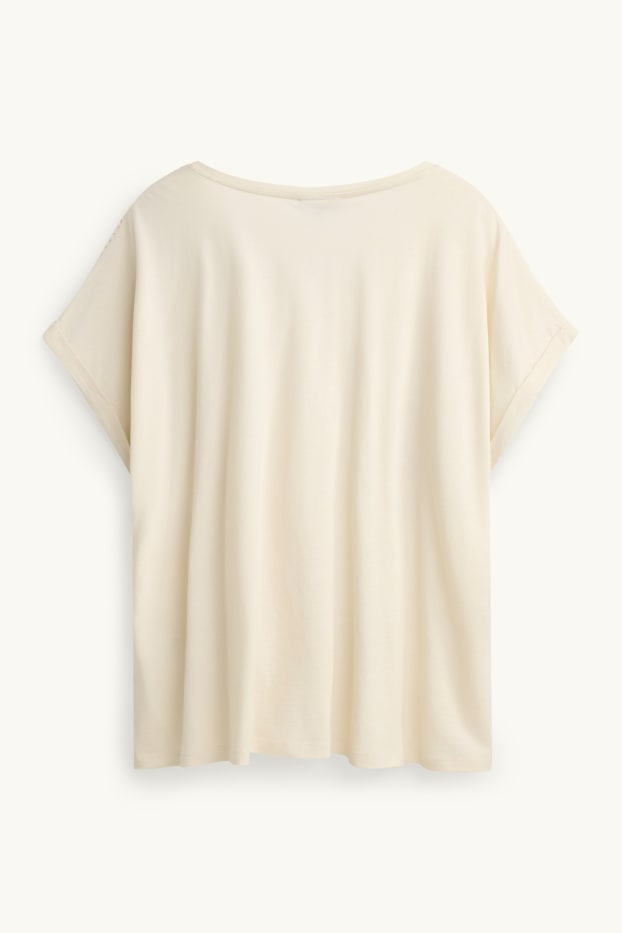 Dames - T-shirt - crèmekleurig