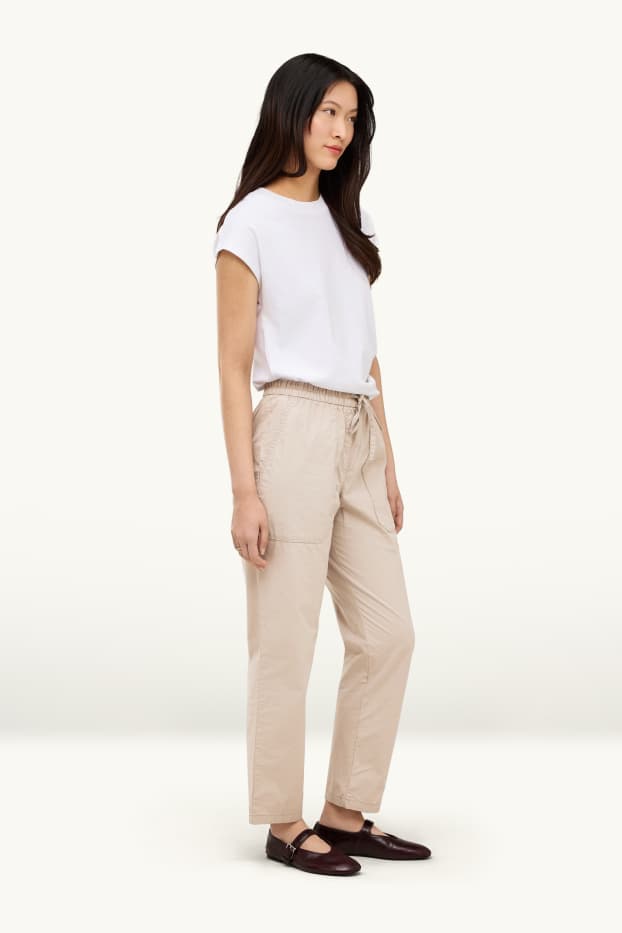 Donna - Pantaloni - vita media - tapered fit - beige