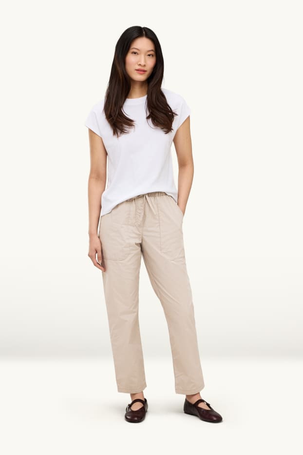 Donna - Pantaloni - vita media - tapered fit - beige