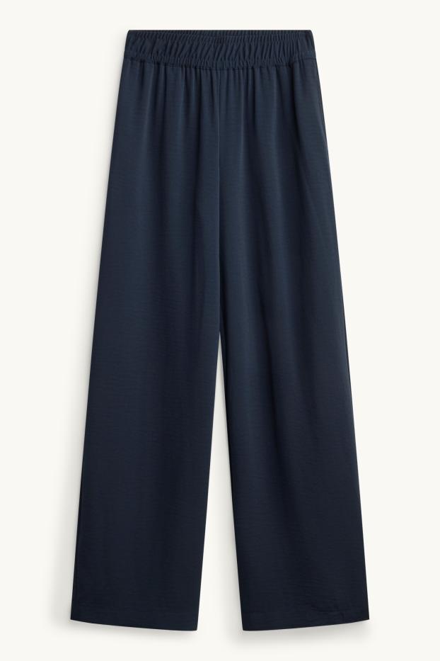 Dames - Pantalon - mid waist - palazzo - donkerblauw