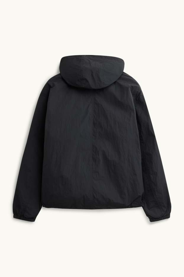 Uomo - Giacca impermeabile con cappuccio - idrorepellente - nero