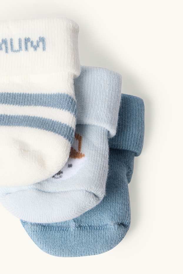 Baby: jongens - Set van 3 paar - vos - newbornsokken met motief - blauw