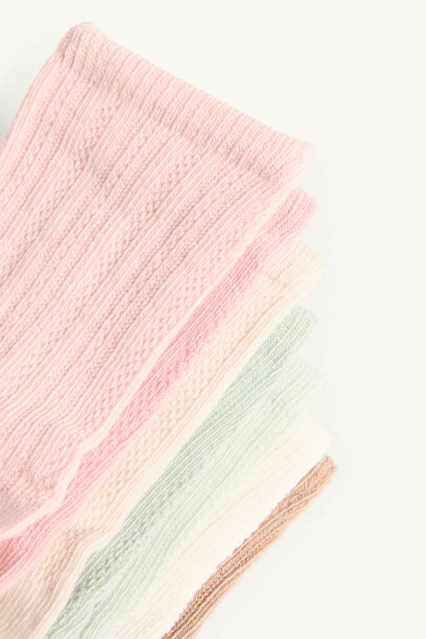 Baby: meisjes - Set van 7 paar - babysokken - met structuur - roze