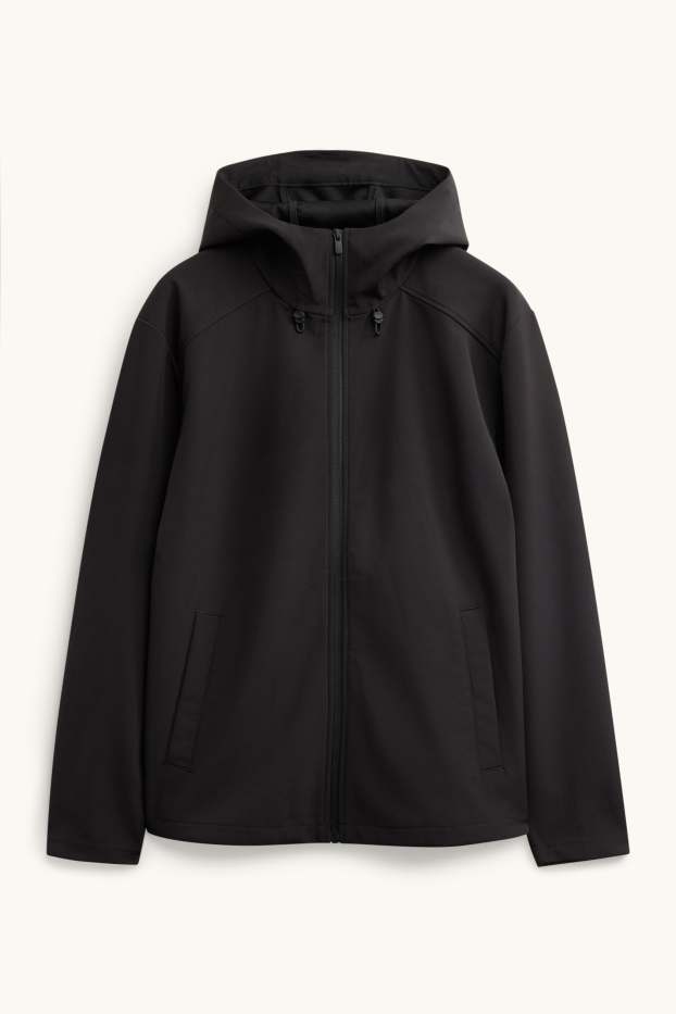Herren - Softshelljacke mit Kapuze - wasserabweisend - 4 Way Stretch - schwarz