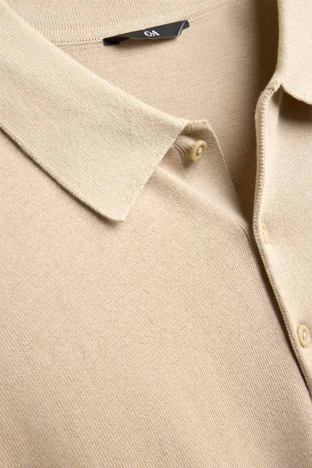 Herren - Strick-Poloshirt - Regular Fit - beige