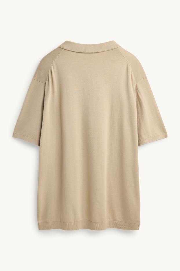 Herren - Strick-Poloshirt - Regular Fit - beige