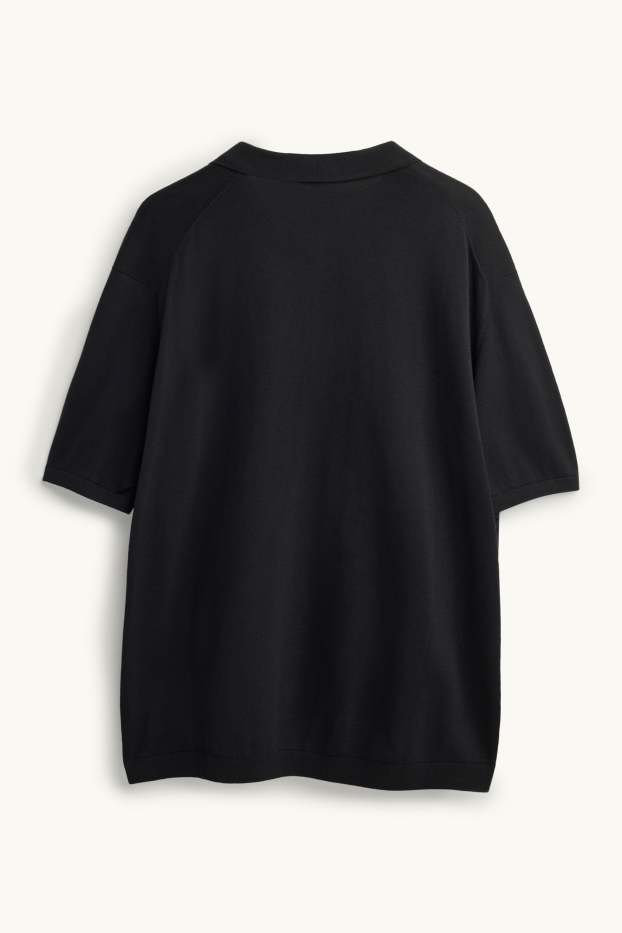 Herren - Strick-Poloshirt - Regular Fit - schwarz