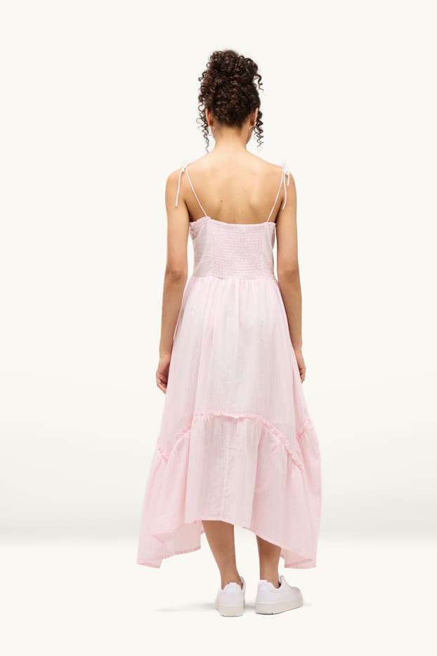 Damen - Fit & Flare Kleid - gestreift - rosa