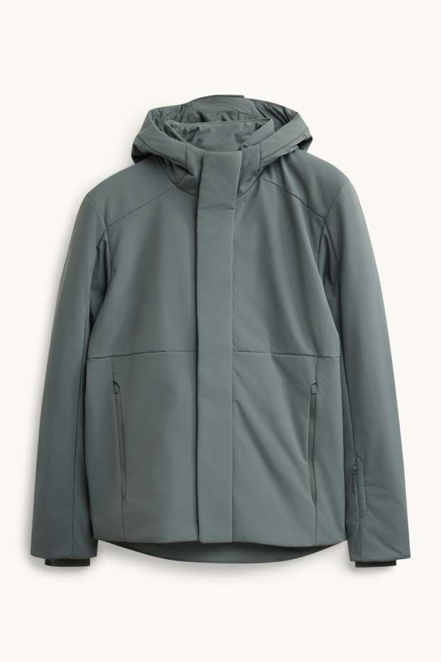 Herren - Softshelljacke mit Kapuze - gefüttert - wasserabweisend - grau